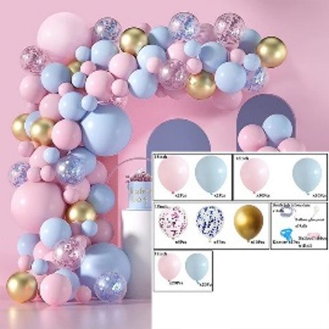 Light Pink Blue Theme Balloon Garland Arch Kit