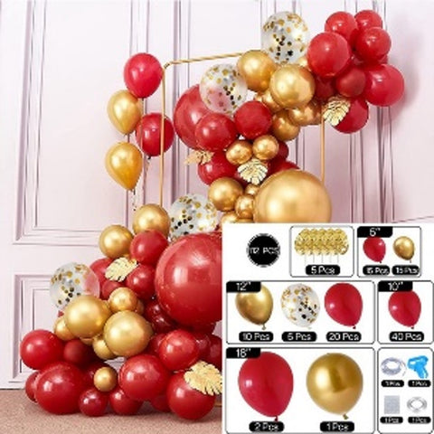 Red Gold Balloon Garland Arch Kit