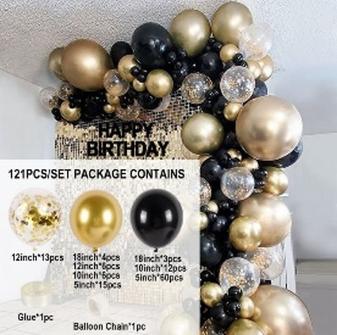 Black Gold Balloon Garland Arch Kit