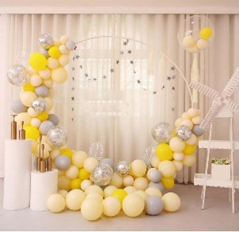 Yellow Silver Theme Balloon garland Arch Kit