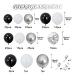 Balloon Garland Kit- black white and silver balloons