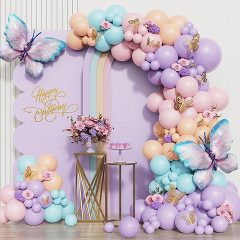 Balloon Garland Kit- purple pink butterfly theme balloons