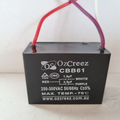 2pcs - CBB61 1.5uF+2.5uF 3 Three Wires AC 250V 50/60Hz Capacitor For Ceiling Fan