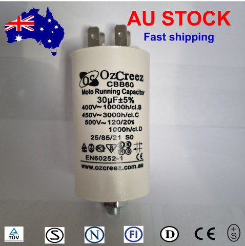 CBB60 30uF 450V 50/60Hz 4 Pin With Thread Motor Start Run Capacitor HVAC Washer Dryer Pump Compressor