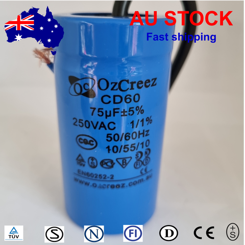 75uF 250VAC / 450VAC CD60 AC Motor Capacitor Starting Run Capacitor - AU Stock