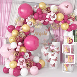 Pink Balloon Garland Arch Kit Butterfly Stickers