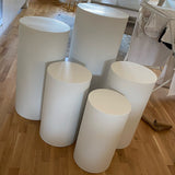 Round Cylinder Metal Plinths White