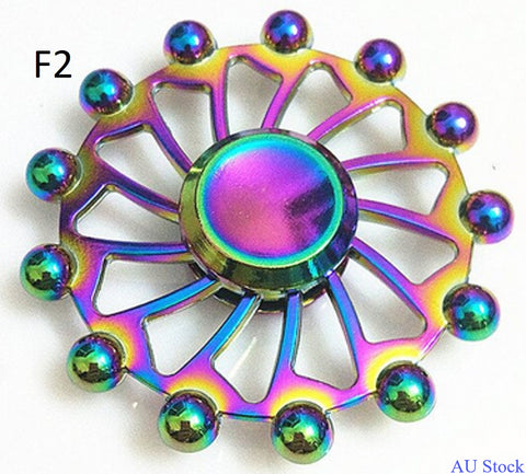 Gyro Hand Fidget Spinner Rainbow Colorful Anti-Anxiety Toy Zinc Alloy Hot Wheels (F2)